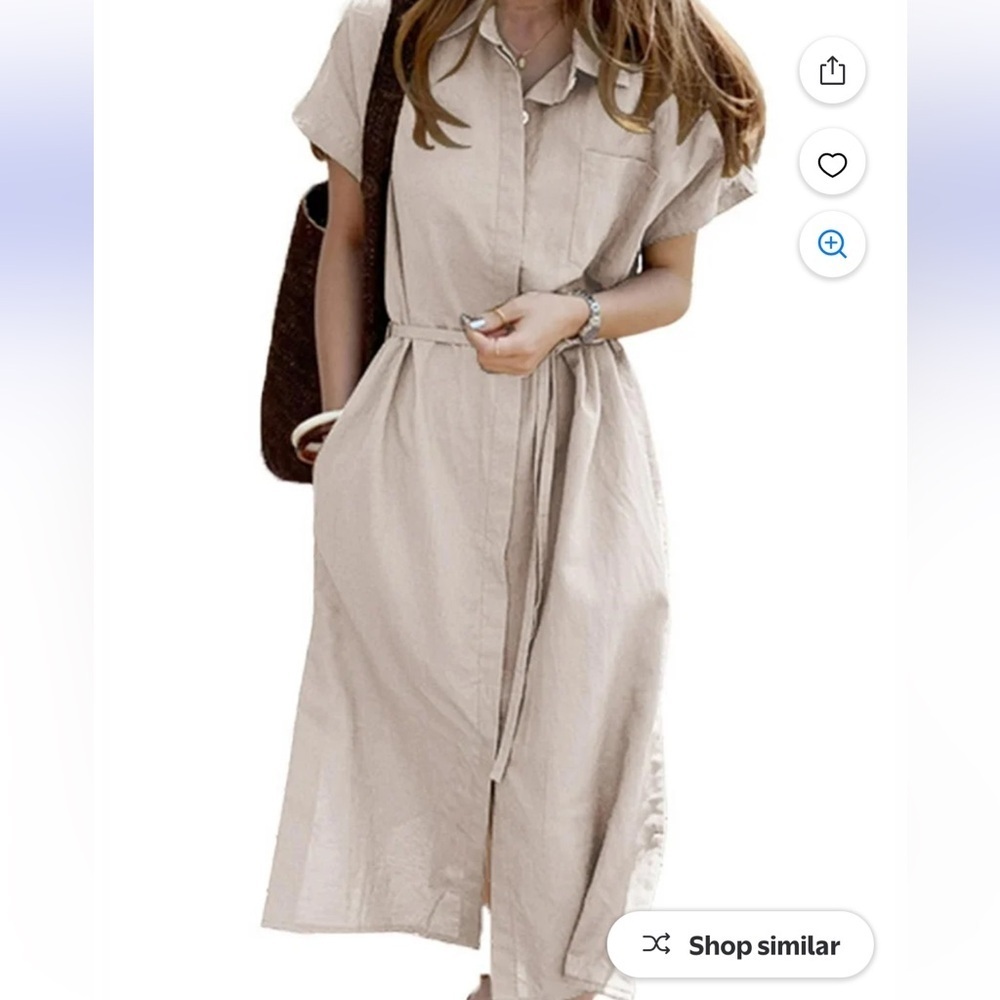 Zanzea collection women’s chocolate brown midi tunic dress button down sz M used